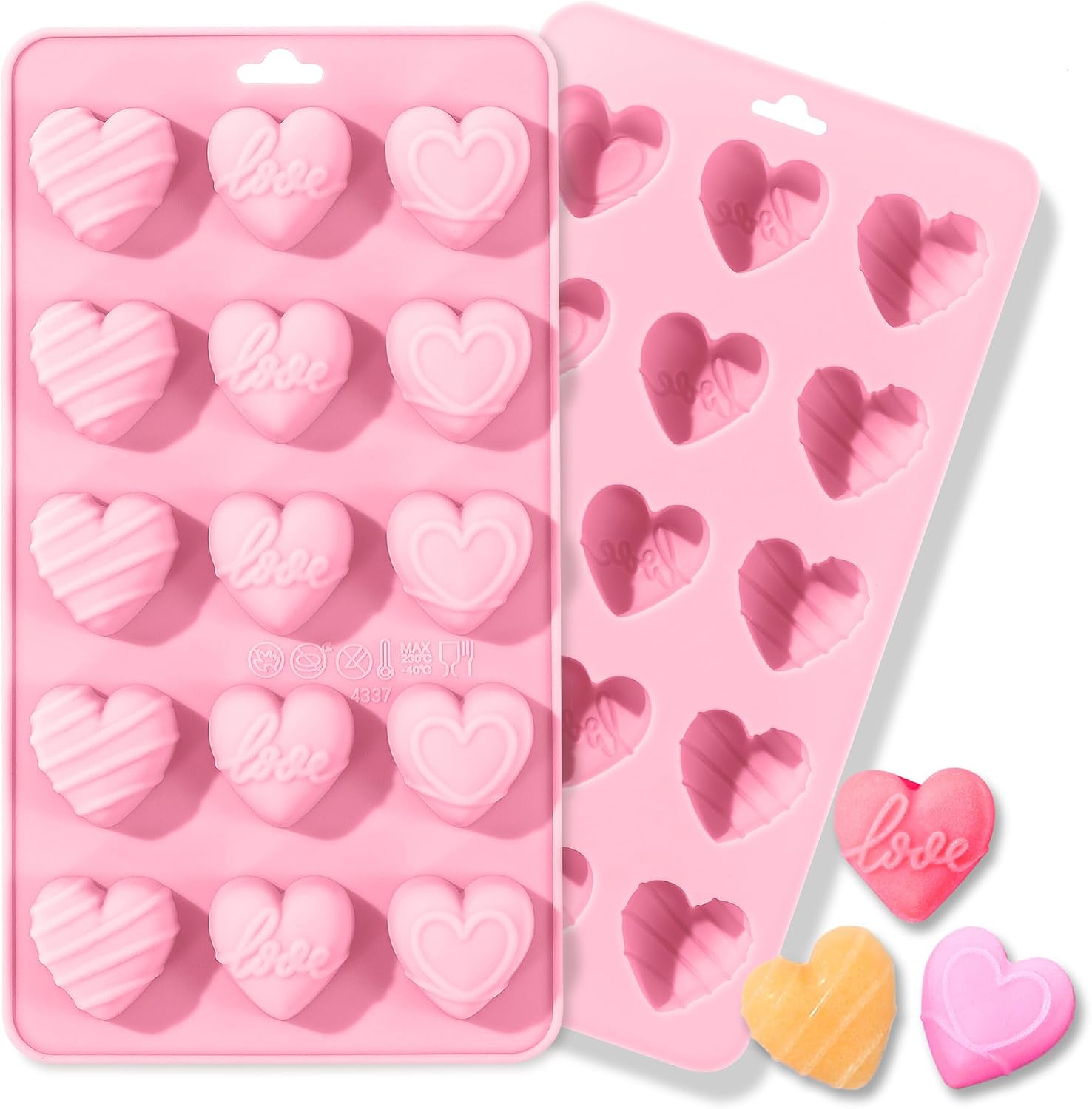 Gummy Candy - Hartvormige siliconen mallen, hartvormige chocoladepalermoel 15
